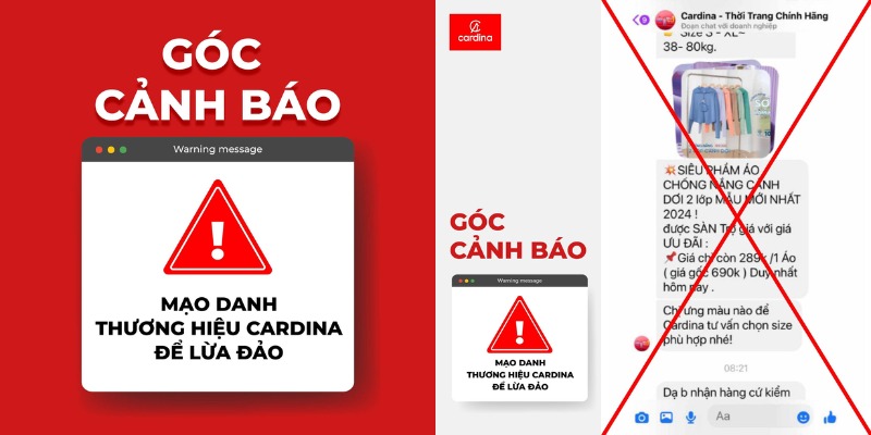 GÓC CẢNH BÁO: GIẢ MẠO PAGE THỜI TRANG CARDINA NHẰM LỪA ĐẢO - TRỤC LỢI